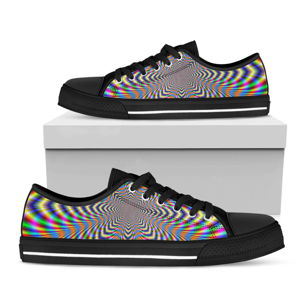 Octagonal Psychedelic Optical Illusion Black Low Top Sneakers