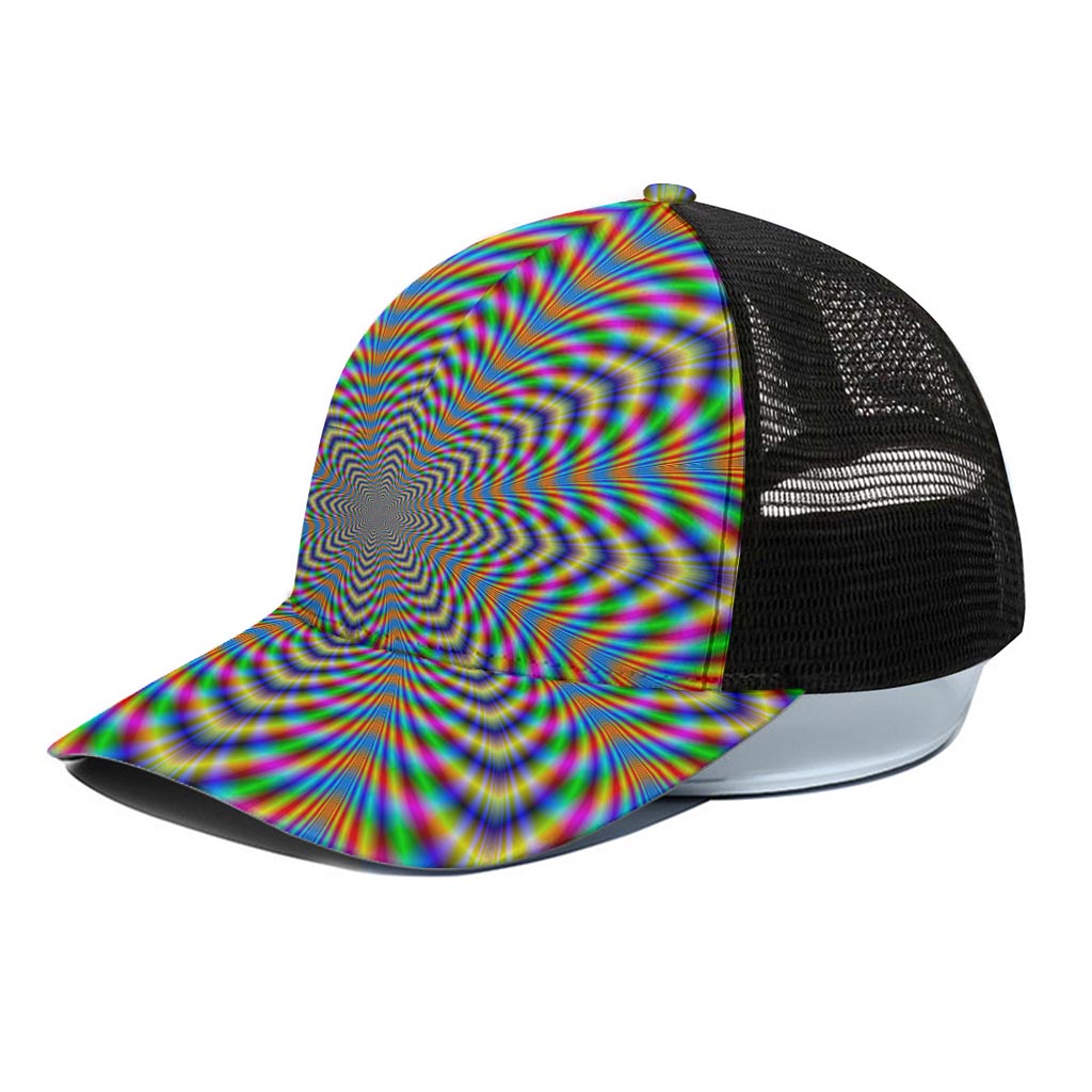 Octagonal Psychedelic Optical Illusion Black Mesh Trucker Cap