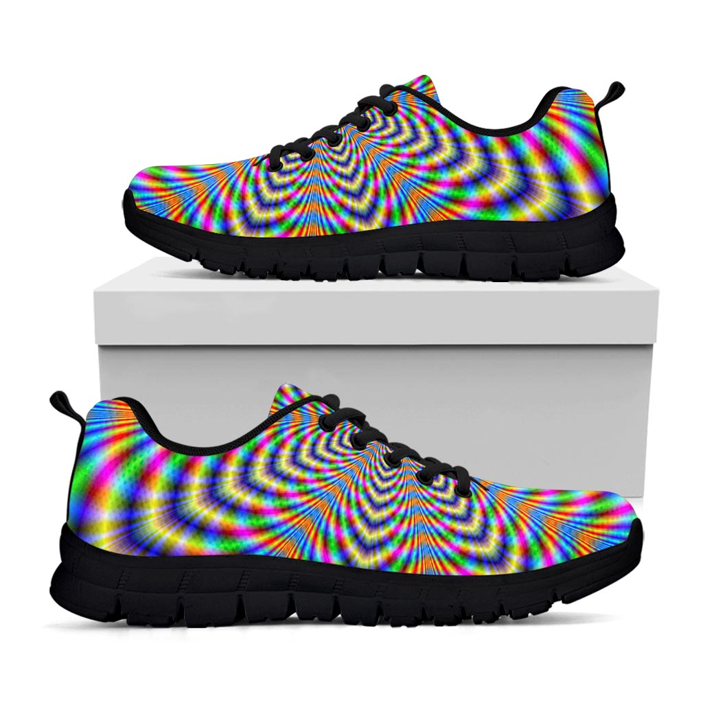 Octagonal Psychedelic Optical Illusion Black Running Shoes