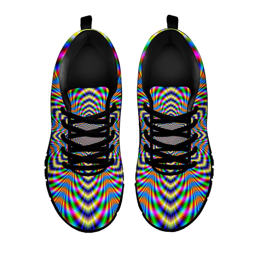 Octagonal Psychedelic Optical Illusion Black Running Shoes
