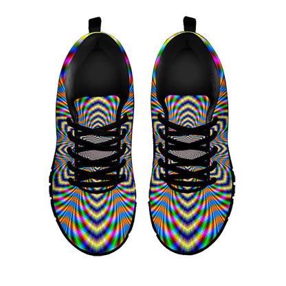 Octagonal Psychedelic Optical Illusion Black Running Shoes