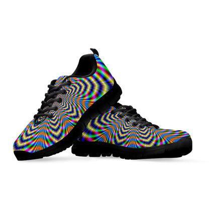 Octagonal Psychedelic Optical Illusion Black Running Shoes