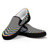 Octagonal Psychedelic Optical Illusion Black Slip On Sneakers