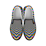 Octagonal Psychedelic Optical Illusion Black Slip On Sneakers