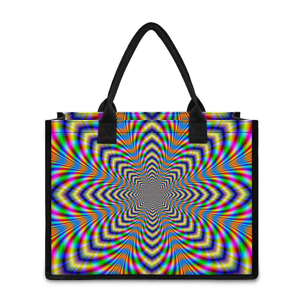 Octagonal Psychedelic Optical Illusion Canvas Tote Bag
