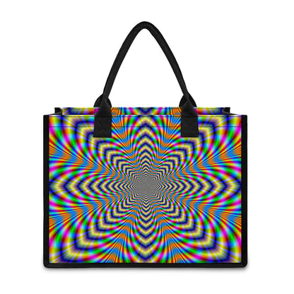 Octagonal Psychedelic Optical Illusion Canvas Tote Bag
