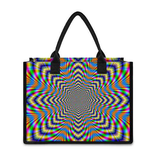 Octagonal Psychedelic Optical Illusion Canvas Tote Bag