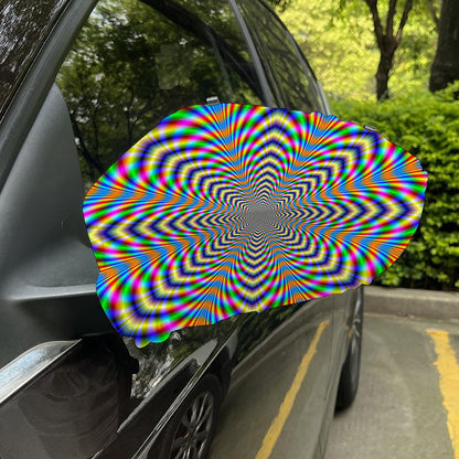 Octagonal Psychedelic Optical Illusion Car Side Mirror Covers