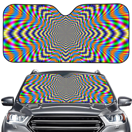 Octagonal Psychedelic Optical Illusion Car Windshield Sun Shade