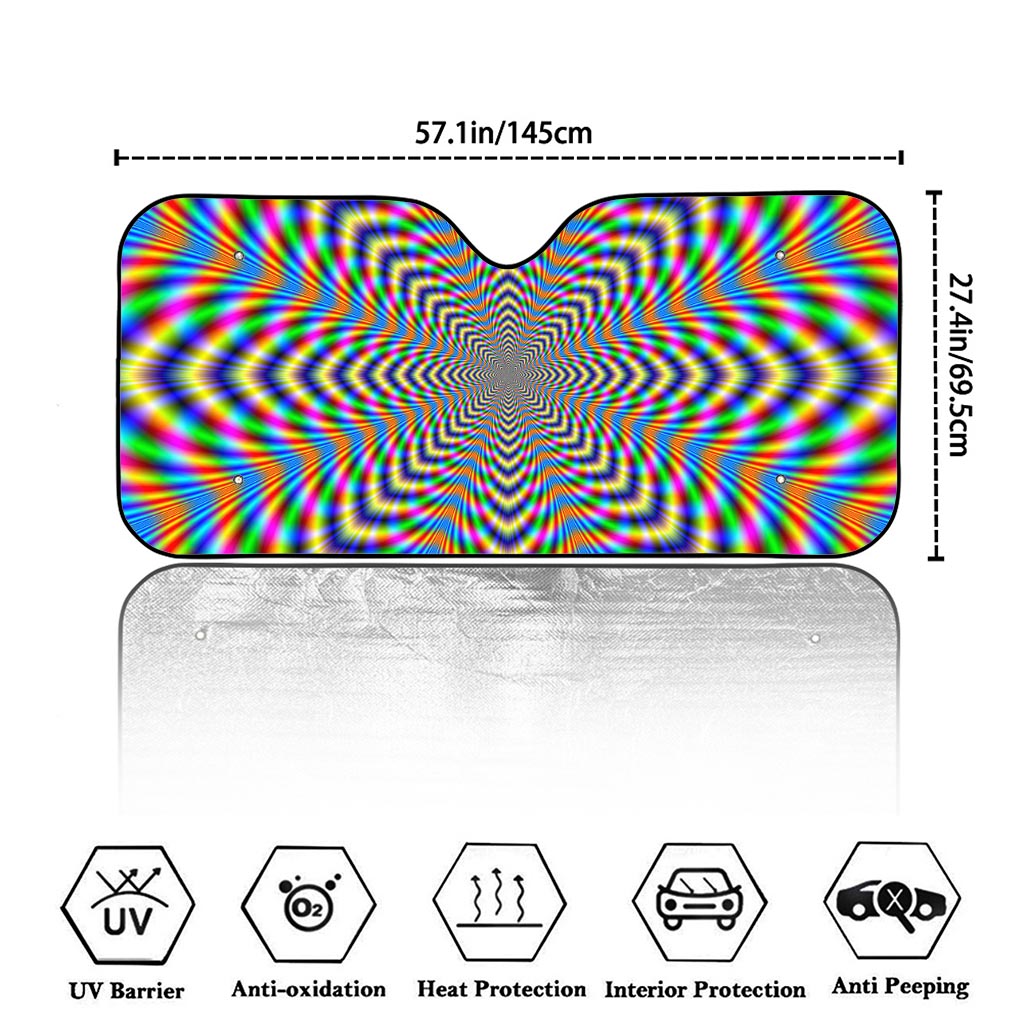 Octagonal Psychedelic Optical Illusion Car Windshield Sun Shade