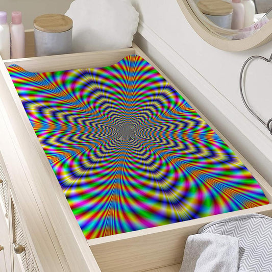 Octagonal Psychedelic Optical Illusion Changing Pad Cover