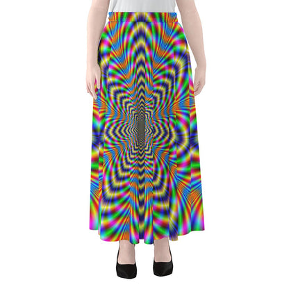 Octagonal Psychedelic Optical Illusion Chiffon Maxi Skirt