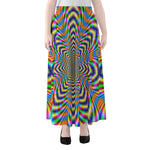Octagonal Psychedelic Optical Illusion Chiffon Maxi Skirt