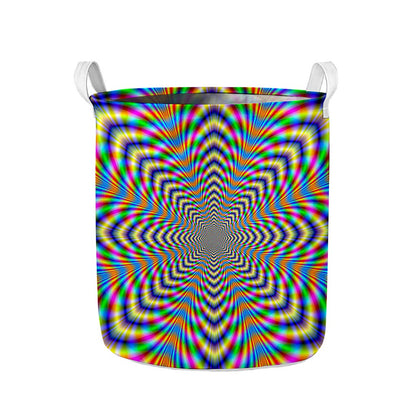 Octagonal Psychedelic Optical Illusion Collapsible Laundry Basket
