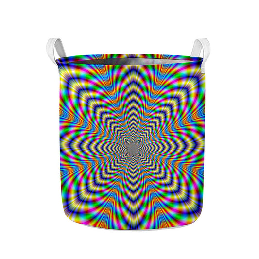 Octagonal Psychedelic Optical Illusion Collapsible Laundry Basket