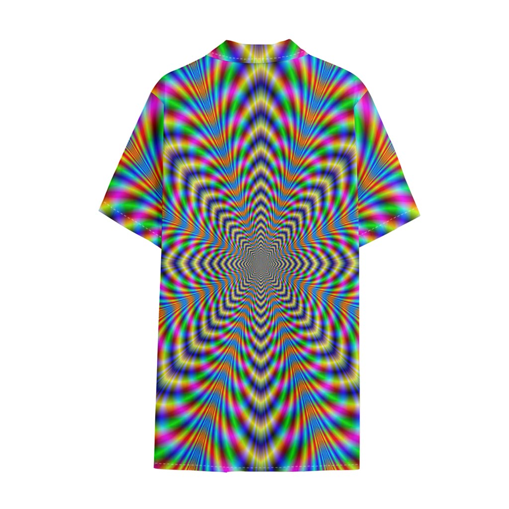 Octagonal Psychedelic Optical Illusion Cotton Hawaiian Shirt