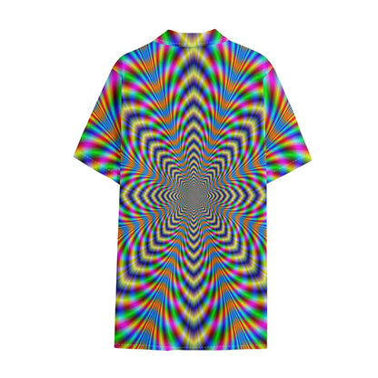 Octagonal Psychedelic Optical Illusion Cotton Hawaiian Shirt