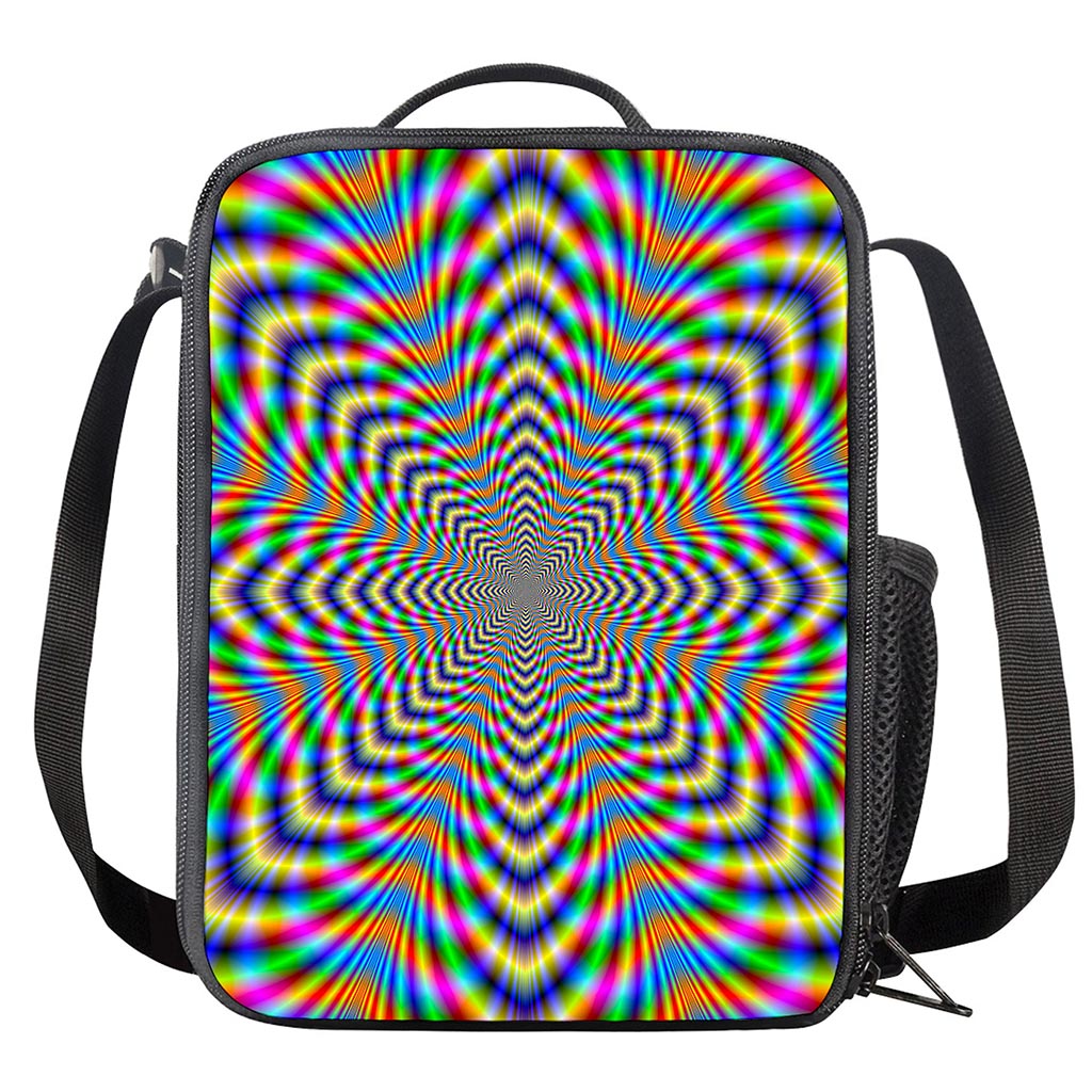 Octagonal Psychedelic Optical Illusion Crossbody Lunch Bag