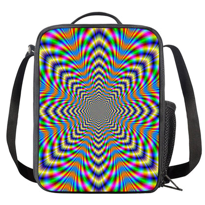 Octagonal Psychedelic Optical Illusion Crossbody Lunch Bag