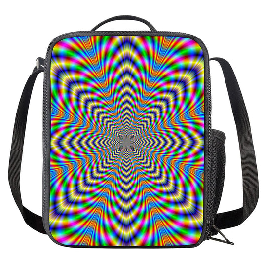 Octagonal Psychedelic Optical Illusion Crossbody Lunch Bag