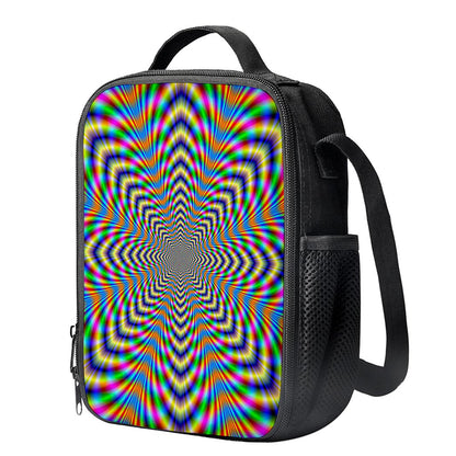 Octagonal Psychedelic Optical Illusion Crossbody Lunch Bag