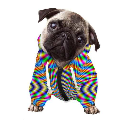 Octagonal Psychedelic Optical Illusion Dog Zip Up Hoodie