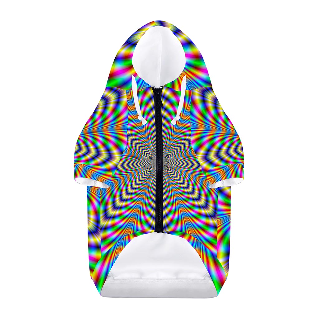 Octagonal Psychedelic Optical Illusion Dog Zip Up Hoodie