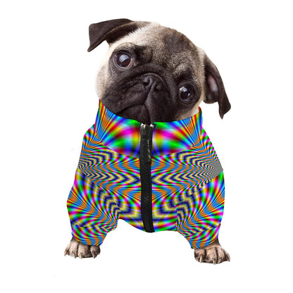 Octagonal Psychedelic Optical Illusion Dog Zip Up Jacket