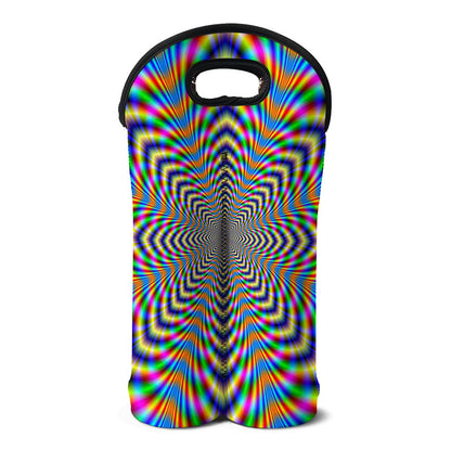 Octagonal Psychedelic Optical Illusion Double Neoprene Wine Tote