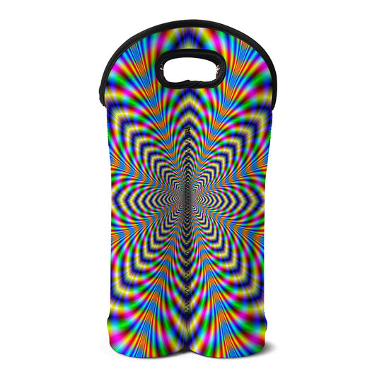 Octagonal Psychedelic Optical Illusion Double Neoprene Wine Tote