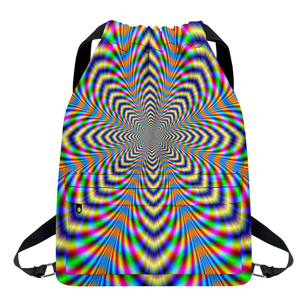 Octagonal Psychedelic Optical Illusion Drawstring Backpack