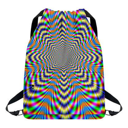 Octagonal Psychedelic Optical Illusion Drawstring Backpack