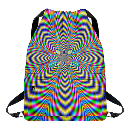 Octagonal Psychedelic Optical Illusion Drawstring Backpack