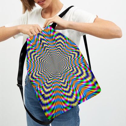Octagonal Psychedelic Optical Illusion Drawstring Backpack