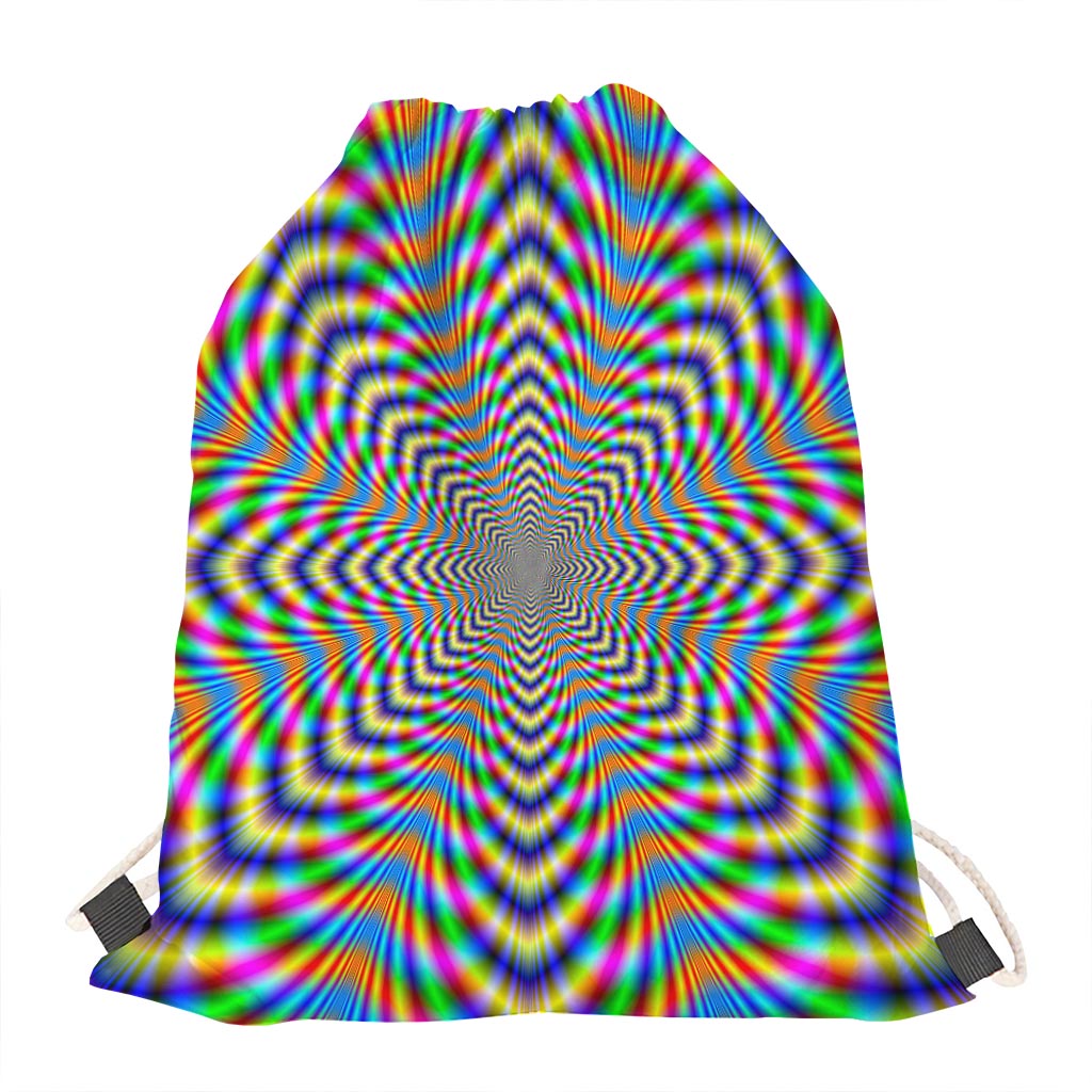 Octagonal Psychedelic Optical Illusion Drawstring Bag