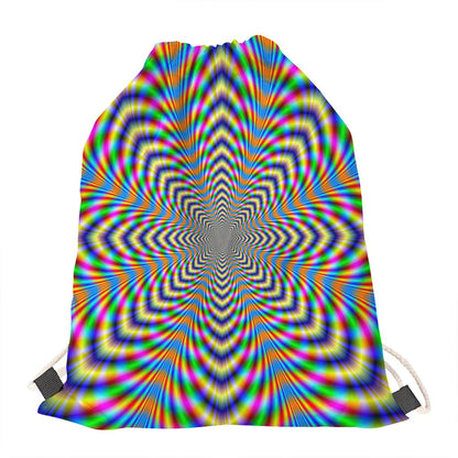 Octagonal Psychedelic Optical Illusion Drawstring Bag