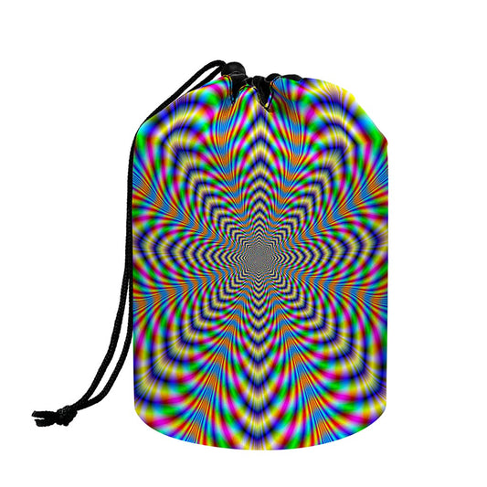 Octagonal Psychedelic Optical Illusion Drawstring Makeup Bag