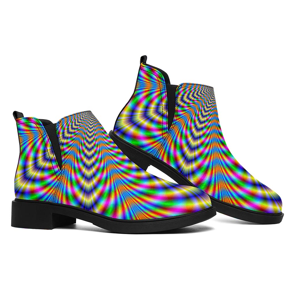 Octagonal Psychedelic Optical Illusion Flat Ankle Boots