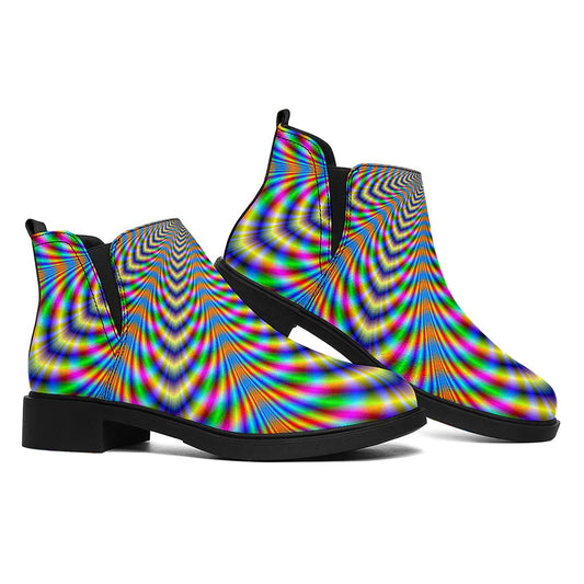 Octagonal Psychedelic Optical Illusion Flat Ankle Boots