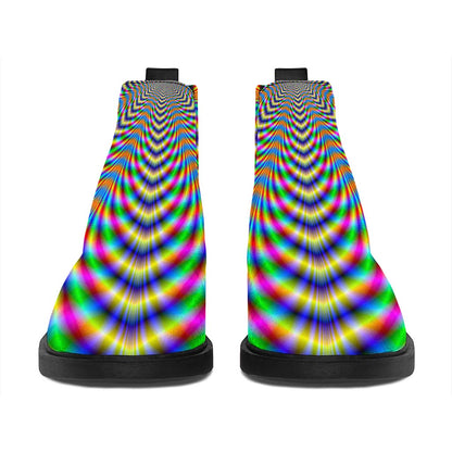 Octagonal Psychedelic Optical Illusion Flat Ankle Boots