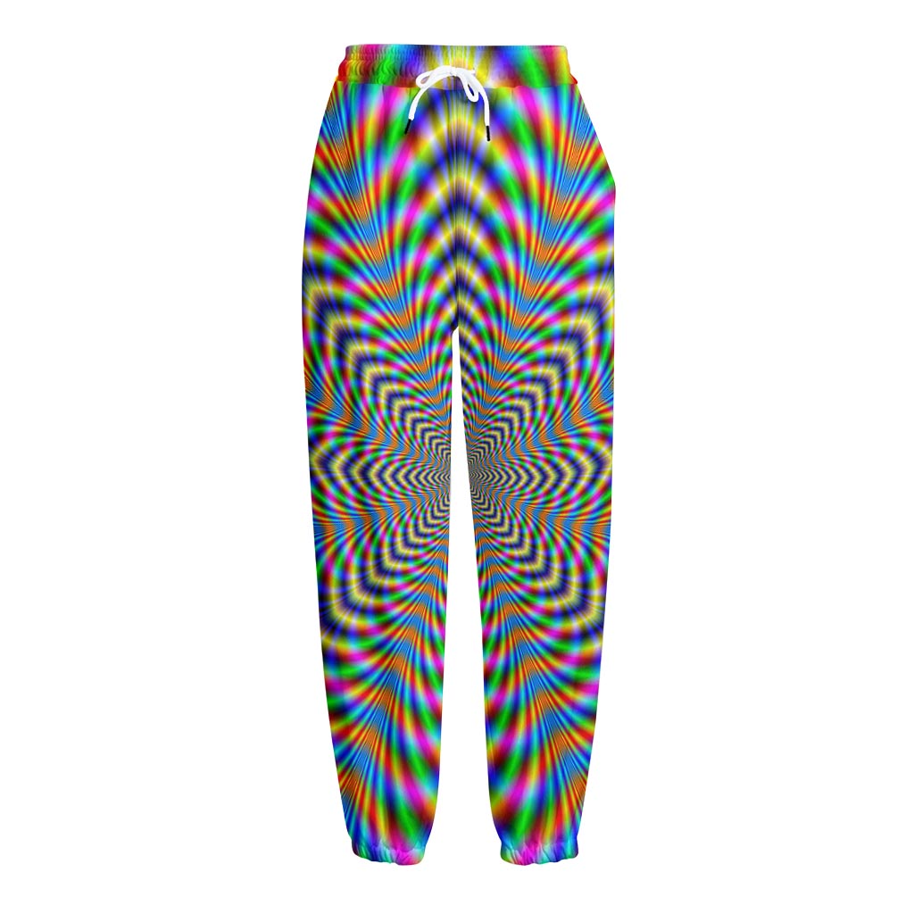 Octagonal Psychedelic Optical Illusion Fleece Lined Knit Pants