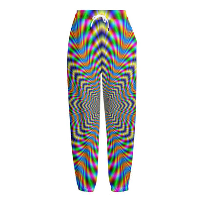Octagonal Psychedelic Optical Illusion Fleece Lined Knit Pants