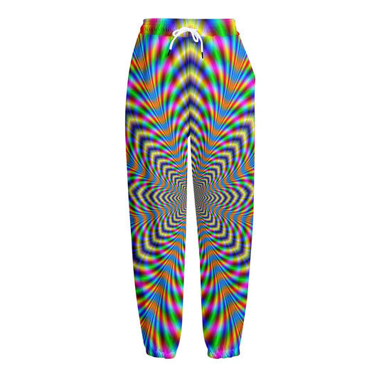 Octagonal Psychedelic Optical Illusion Fleece Lined Knit Pants