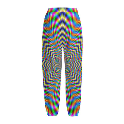 Octagonal Psychedelic Optical Illusion Fleece Lined Knit Pants