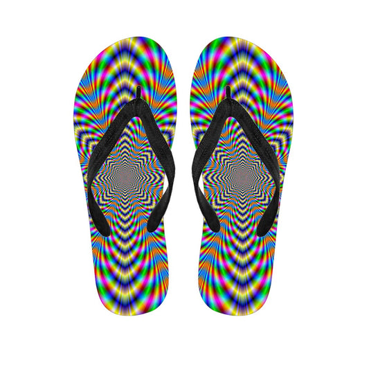 Octagonal Psychedelic Optical Illusion Flip Flops