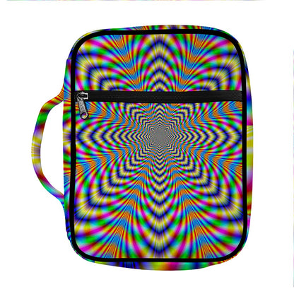 Octagonal Psychedelic Optical Illusion Front Pocket Bible Bag