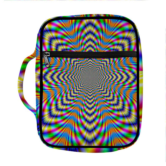 Octagonal Psychedelic Optical Illusion Front Pocket Bible Bag