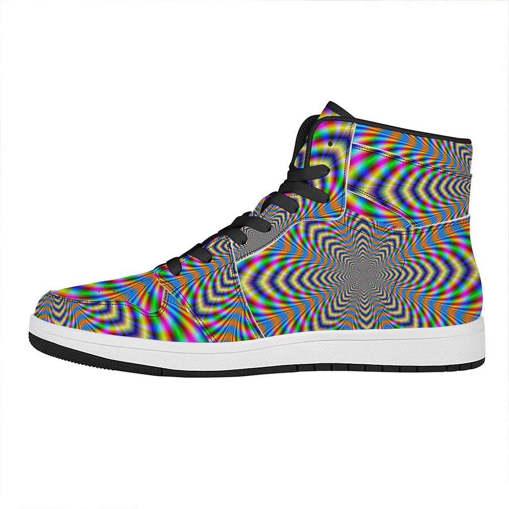 Octagonal Psychedelic Optical Illusion High Top Leather Sneakers