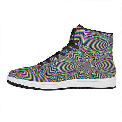 Octagonal Psychedelic Optical Illusion High Top Leather Sneakers