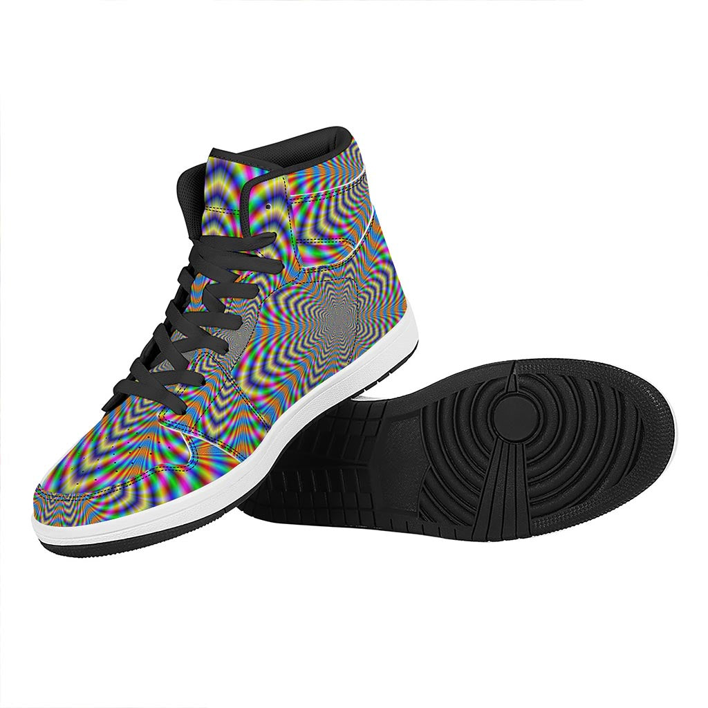 Octagonal Psychedelic Optical Illusion High Top Leather Sneakers